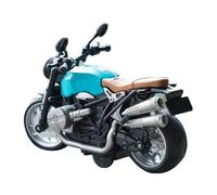 Xiuganpo Motorcycle Model Toy 1:12 Scale Alloy Pull Back Racing Vehicle with Light and Music for Kids Collectibles (Blue Black)