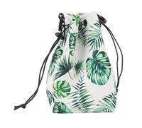 Xiuganpo Multifunctional Camera Storage Bag with Drawstring, Lightweight Portable Instant Camera Bag for Smartphones and Keys (Green Leaves)
