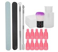 Xiuganpo Nail File Set Professional Nail Art Dust Brush & Soak Off Clip for Home and Salon Use - 10pcs Plastic & Alloy