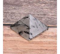 Xiuganpo Natural Black Rutilated Quartz Pyramid Energy Healing Tower for Home Decoration and Good Fortune 3cm Size