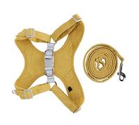 Xiuganpo No Choking Pet Dog Harness Comfortable Adjustable Traction Rope for Walking Small to Medium Dogs Made of Soft Suede in Ginger (L)