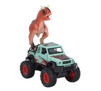 Xiuganpo Off Road Car Toy with Dinosaur Set, Mini Dino Buggy Car, Big Wheel Pull Back Toy Vehicle with Lights Music, Ideal for Boys Girls Indoor Outdoor Play (Green)