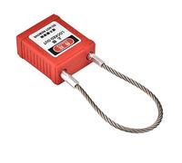 Xiuganpo Padlock Long Beam Lockout Tagout Safety Lock for Engineering Worksite Stainless Steel Nylon Red 1 Lock 2 Keys