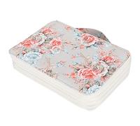 Xiuganpo Pencil Case Large Capacity Rose Printed 4-Layer Zipper Storage Pen Holder for Art Students Cloth Material 200 Slots (Khaki Rose)