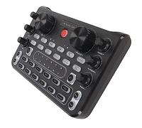 Xiuganpo Plug and Play Live Sound Card with 16 Special Effects Ambience Sound Mixer Board for Youtube Streaming Black