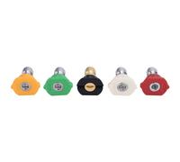 Xiuganpo Pressure Washer Nozzle Set Durable 5pcs for Quick Connect High Pressure Washing 0-65 Degrees Red Yellow Green White Black