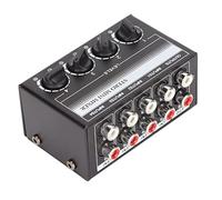 Xiuganpo Professional 4 Channel Passive Mixer Easy to Use for Studio Recording Console Stage Small Club Metal Black