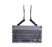 Xiuganpo Quiet Folding Keyboard, Portable Rechargeable Foldable Keyboard with Holder, Full-Size Ultra Slim Pocket Folding for Tablet Laptop (Gray)