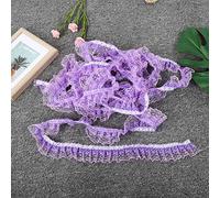 Xiuganpo Sequin Embroidered Lace Trim for Craft Projects, 5 Yards, 45mm Multicolor Print Dot Pleated Trim Mesh Ribbon for Wedding and Party Decorations, Red/Pink/Blue/Purple/White for DIY Hair