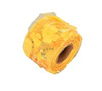 Xiuganpo Shiny Tulle Roll Spool with Embroidered Sequin Flower Style, Lightweight and Flexible Tulle Fabric Ribbon for Doll Making, 10 Yards Colorful Roll for DIY Clothing (Gold)