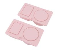 Xiuganpo Silicone Snack Container with Two Compartments, Reusable Collapsible Salad Dressing Box for Home and School with Lid, Safe Material, Portable for Kids and Adults (Pink)
