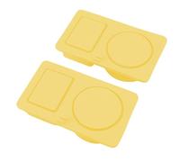 Xiuganpo Silicone Snack Container with Two Compartments, Reusable Collapsible Salad Dressing Box for Home and School with Lid, Safe Material, Portable for Kids and Adults (Yellow)