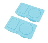 Xiuganpo Silicone Snack Container with Two Compartments, Reusable Collapsible Salad Dressing Box for Home and School with Lid, Safe Material, Portable for Kids and Adults (Blue)