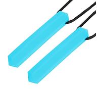 Xiuganpo Silicone Teething Necklace, High Temperature Resistant Sensory Chewing Pendant, Autism Oral Repair Tool with 2pcs Set for Autism ADHD Thumb Sucking Relief in Children (Sky Blue Gemstone