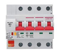 Xiuganpo Smart Circuit Breaker, 100A AC220V PA66 DSM Retardant, APP Remote Switch WiFi Smart Energy Monitor Switch Meter for Apartments and House Power Supply (4P 80A)