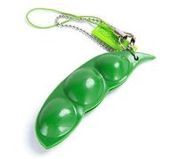 Xiuganpo Squeeze Edamame Bean Keychain Fidget Toy for Stress Relief for All Ages, Cute Green Plastic 7cm Pendant (Green)