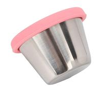Xiuganpo Stainless Steel Mini Dipping Sauce Container -Proof for Beauty Salon Kitchen 70ml (Pink Lid)