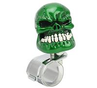 Xiuganpo Steering Wheel Knob, Rugged Steering Wheel Spinner Knob with 1.3in Fixing Ring, Unique Skull Design, Versatile Suicide for Cars Trucks Tractors Boats (Green)