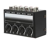 Xiuganpo Stereo 4-Channel Passive Mixer with 4 Adjustable Potentiometers - Ideal for Studio Recording - Metal Black Mini Stereo Mixer for Mixers, CD Players, and More
