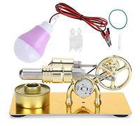 Xiuganpo Stirling Engine Model Generator with Light Bulb, Zinc Alloy Metal Frame Physics Experiment Toy for Science Education, Classroom Teaching Prop, STEM Learning Tool, Heat Engine