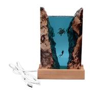Xiuganpo Tiburón Ballena y Buceador Luz de Noche, Lámpara de Resina Buceador Arte Luz de Noche, Lámpara Grande de Resina de Madera Hecha a Mano para Escritorios de Oficina, Mesillas de Noch