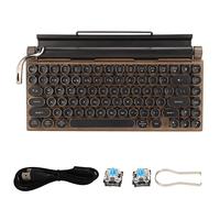 Xiuganpo Typewriter Keyboard, 83 Keys Wireless Bluetooth Mechanical Keyboard with Blue Switch and White Backlight, for PC Laptop Tablet Phone IOS Mac OS X (Wood Grain)