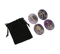 Xiuganpo Universal Engraved Reiki Stones 4 Pieces - Smoother Surfaces Reiki Stone Decoration for Home Meditation (Violet)