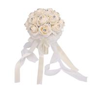 Xiuganpo Wedding Bouquet, Bridal Flower Bouquet with Rhinestones, Exquisite Design, Versatile Artificial Rose for Wedding Decoration Bridesmaid Bouquets, 9.8 * 7.9 Inches