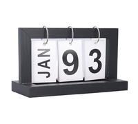 Xiuganpo Wooden Desk Calendar with Standing Cover Retro Elegance Large Fonts Easy to Read Durable for Office Desk Multipurpose Home Decorative Accessory Portable Folding Base Frame (Black)