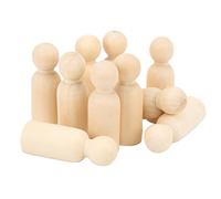 Xiuganpo Wooden Peg Dolls Smooth Safe DIY Accessories for Craft Projects and Decoration 10 Pcs Natural Wood (65MM boy)