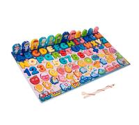 Xiuganpo Wooden Puzzles for Toddlers Educational Bright Color Number Shape Puzzle Board Learning Toy for Early Education Safe Material (Fruit Traffic)