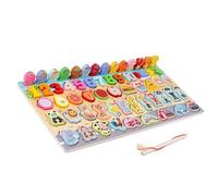 Xiuganpo Wooden Puzzles for Toddlers Educational Bright Color Number Shape Puzzle Board Learning Toy for Early Education Safe Material (Character Seven in One)