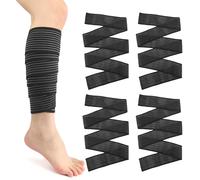 XiuGlimpse 4 Pieces Elastic Calf Compression Bandage,Lymphedema Wraps for Legs,Compression Wraps for Legs Edema Men and Women, Compression Wraps for Legs,Bandage for Knee (black 4)