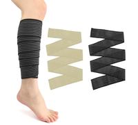 XiuGlimpse 4 Pieces Elastic Calf Compression Bandage,Lymphedema Wraps for Legs,Compression Wraps for Legs Edema Men and Women, Compression Wraps for Legs,Bandage for Knee (skin+black)