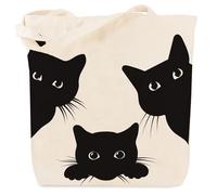XiuGlimpse Black Cat Canvas Tote, Halloween Trick or Treat Reusable Grocery Bag, Large Gift Basket with Handles for Women, Festive Themed Shopping Tote