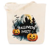 XiuGlimpse Castle Canvas Tote Bag, Halloween Trick or Treat Reusable Grocery Tote, Spooky Gift Basket with Handles for Women, Large Halloween Themed Shopping Bag