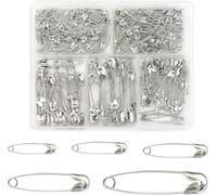 XiuGlimpse Safety Pins Small - Large Mini Set of 250 - Jewellery for Jewellery Making and Crafts - Sewing - Silver - Stainless Steel