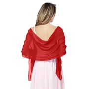 XiuGlimpse Shawls and Wraps for Evening Dresses, Black Shawl, Dress Shawl, Chiffon Shawl Wraps for Women Weddings, Red, 79*26