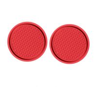 XIULANJIAYOU 2 Pcs Car Cup Holder Coasters for Skoda Fabia 2 2008-2013, Rubber Round Drink Holders Insert Anti-Slip Shockproof Cup Mat Interior Accessories,E/Red