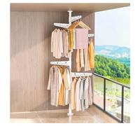 Xiulideni Vertical Corner Clothing Rack Adjustable Floor-to-Ceiling Wardrobe Stand Multi-Level Garment nizer with 3/4/5/6 Tiers for Space-Saving Storage
