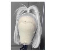 xiuling4568 13x4 HD Lace Front Bob Wigs Human Hair Grey Glueless Wig for Women Gray Silver Color Pre Plucked Natural Hairline 200 Density Hairs Extensions(12 inch)