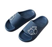 xiuling4568 Hausschuhe Cute Cat Home Slippers for Women Men Soft Shower Shoes Soft House Shoes Bathroom Slippers Chaussons(Blue,44-45)