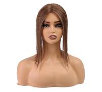 xiuling4568 Human Hair Toppers Hairpieces Middle Part Women, Lace Base Clip In 4.5x5 inch Topper 12 inch Hairs Extensions(Brown)