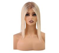 xiuling4568 Human Hair Toppers Hairpieces Middle Part Women, Lace Base Clip In 4.5x5 inch Topper 12 inch Hairs Extensions(Ombre blonde)