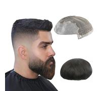xiuling4568 Mens Toupee Hair Replacement System Toupee for Men Human Hair Prosthesis Hair Units Mono Combine with Behind PU Hair pieces Toupee Hair for Men(6x8)