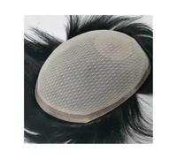 xiuling4568 Mens Toupee Human Hair Male Hair Prosthesis Breathable French Lace PU Skin Around Mens Hair Replacement Systems Natural Black Straight Remy Hair Units Toupee Hair for Men(13x18cm)
