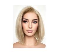 xiuling4568 Short Bob Champagne Blonde Silky Straight Lace Front Synthetic Hair Wigs for Women Transparent Lace Wigs Hairs Extensions(14inch)