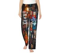 Xiung Custom Woman Reading Book Pajama Pants Personalized Just A Girl Who Loves Books Pajama Pants for Women Girl (03)
