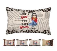 Xiung Personalized Just One More Chapter Pillow Cover Custom Just A Girl Who Loves Pillow Official Reading Pillow Loving Gift for Girl Women Who Love Book Reading Lover Bookworm-1 (A6)