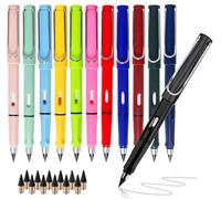 XIUSHE 12PCS Infinity Forever Pencils for Writing 0.7mm Infinite Everlasting Metal Inkless Pencils Set,Technology Magic Writing Pencil For School Office Professional Use (Multi,12)